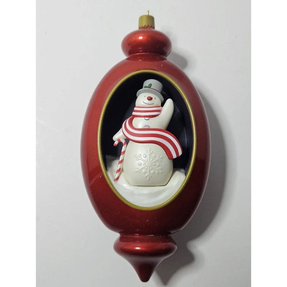 Hallmark 2022 Top Hat Snowman Ornament Limited Edition Indent Scene NIB